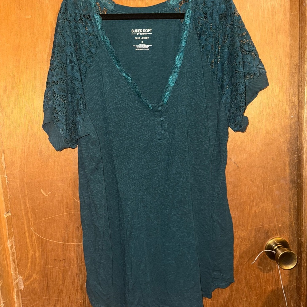 Torrid Blue Lace Relaxed Top